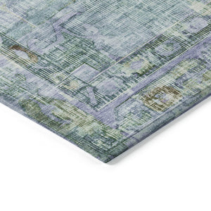 HomeRoots 5' Teal Blue Lavender Ivory Oriental Area Rug - Washable, Durable, Indoor/Outdoor, Stain-Resistant 619118