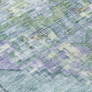HomeRoots 8' Teal Blue Lavender Round Oriental Rug - Washable, Durable for Indoor & Outdoor Use, Stylish Design 619119