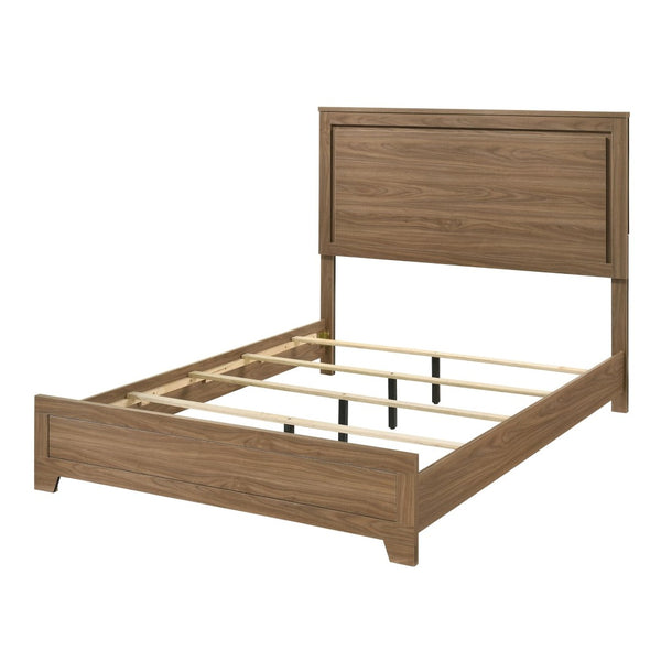 English Elm Simple Recessed Panel Full Bed Frame Rubberwood Build Walnut Transitional Bedroom B2741S00870