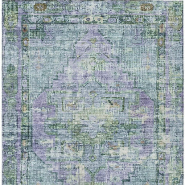 HomeRoots 10' Teal Blue Lavender Ivory Area Rug - Washable, Durable, Indoor/Outdoor, Classic Oriental Design 619122