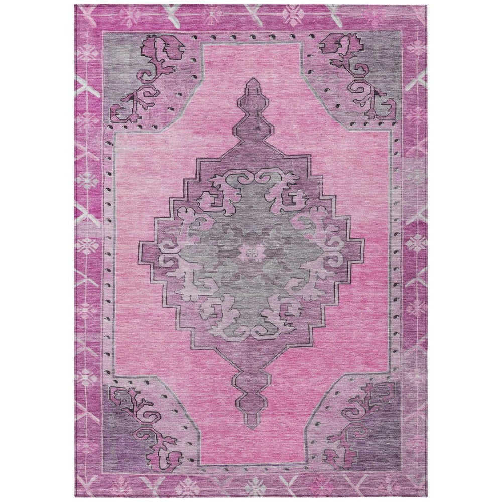 HomeRoots 9' X 12' Pink Blush Geometric Washable Area Rug for Indoor/Outdoor Use – Durable, Stylish & Easy Care 619163