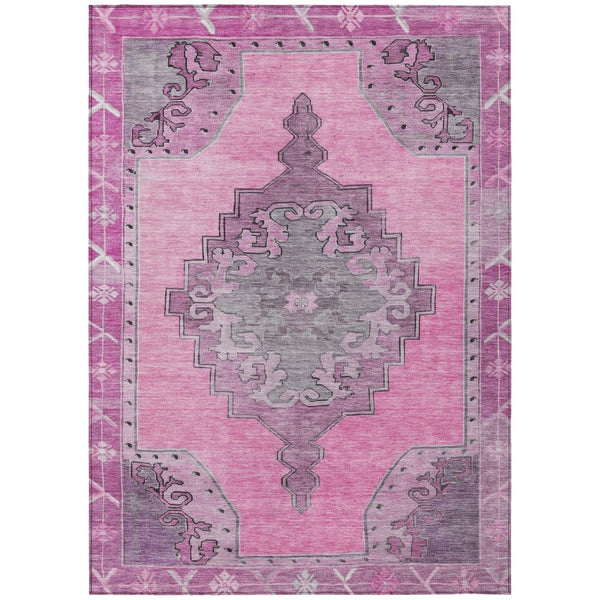 HomeRoots 10' Pink and Blush Geometric Area Rug - Durable, Washable, Stylish for Indoor & Outdoor Spaces 619164