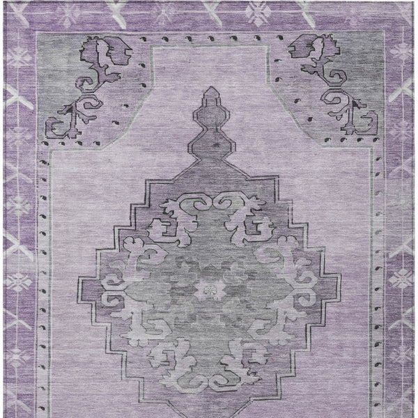 HomeRoots 5' Stylish Plum and Gray Geometric Area Rug - Durable, Washable, Non-Slip for Indoor & Outdoor Use 619166
