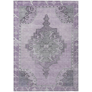 HomeRoots 5' Stylish Plum and Gray Geometric Area Rug - Durable, Washable, Non-Slip for Indoor & Outdoor Use 619166