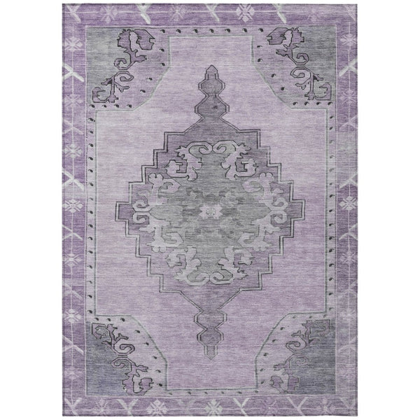 HomeRoots 5' Stylish Plum and Gray Geometric Area Rug - Durable, Washable, Non-Slip for Indoor & Outdoor Use 619166