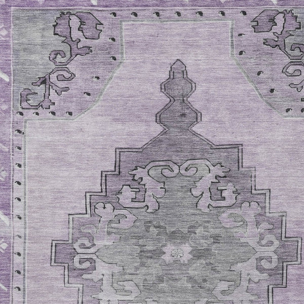 HomeRoots 5' Stylish Plum and Gray Geometric Area Rug - Durable, Washable, Non-Slip for Indoor & Outdoor Use 619166