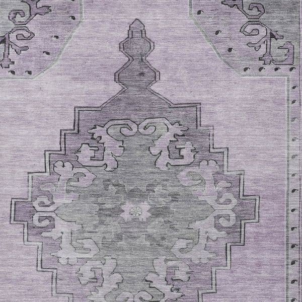 HomeRoots 8' X 10' Plum & Gray Geometric Indoor-Outdoor Rug - Stylish, Washable & Durable for High Traffic Areas 619168