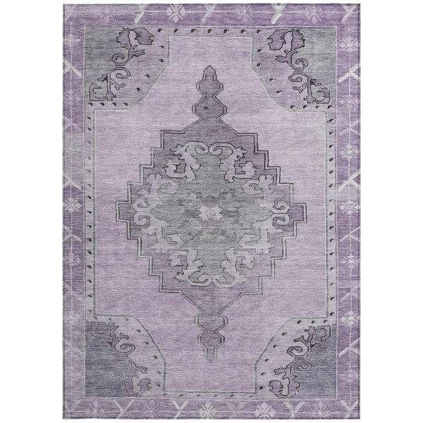 HomeRoots 9' X 12' Stylish Plum and Gray Geometric Area Rug - Washable, Durable for Indoor & Outdoor Use! 619169