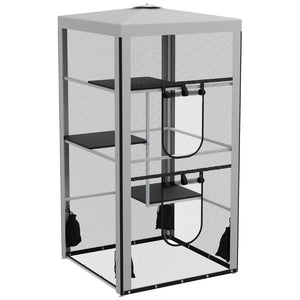 English Elm Cat Enclosure Steel Frame Mesh Catio with Three Climbing Platforms Indoor Outdoor T3971P388045