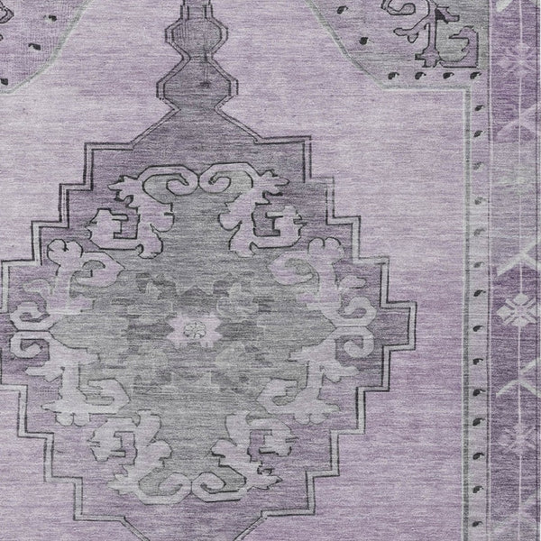 HomeRoots 10' X 14' Geometric Plum and Gray Washable Area Rug - Durable, Stylish for Indoor/Outdoor Use! 619170