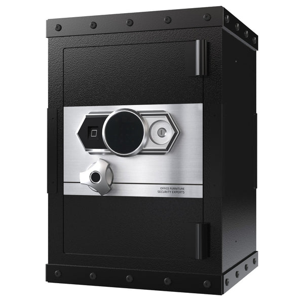 English Elm Three-Lock Heavy-Duty Digital Safe For Home & Office - Secure Storage With Biometric Access & Alarms W396P307328-GIGA