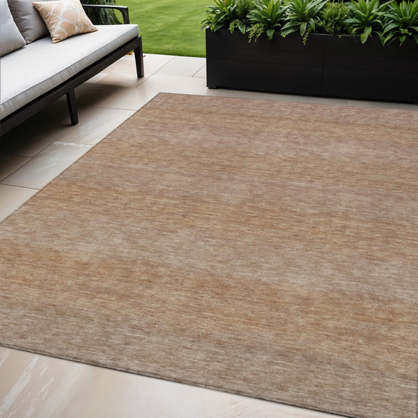 HomeRoots 5' Beige and Brown Striped Washable Area Rug – Durable Indoor/Outdoor Decor for High-Traffic Spaces 619220