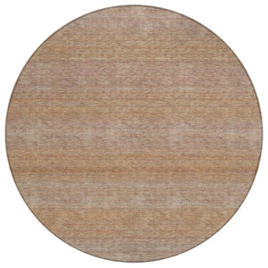 HomeRoots 8' Beige and Brown Striped Round Rug – Stylish, Washable Indoor/Outdoor Area Rug for Busy Homes 619221