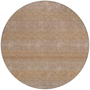 HomeRoots 8' Beige and Brown Striped Round Rug – Stylish, Washable Indoor/Outdoor Area Rug for Busy Homes 619221