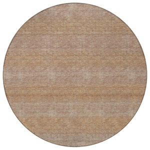 HomeRoots 8' Beige and Brown Striped Round Rug – Stylish, Washable Indoor/Outdoor Area Rug for Busy Homes 619221