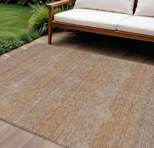 HomeRoots 8' X 10' Beige and Brown Striped Washable Area Rug – Durable, Stylish, Indoor/Outdoor Versatility! 619222