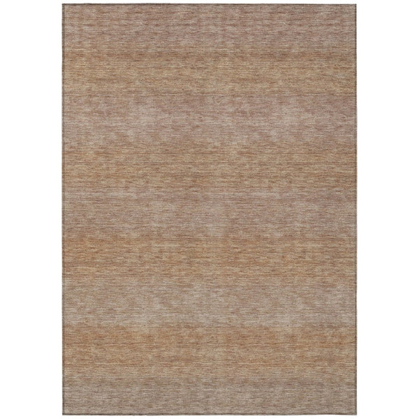 HomeRoots 9' Striped Beige and Brown Indoor-Outdoor Area Rug - Durable, Washable, Perfect for High-Traffic Spaces 619223