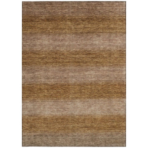 HomeRoots 5' Versatile Brown and Khaki Striped Washable Area Rug for Indoor/Outdoor Use - Durable, Stylish, Easy Care 619226