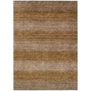 HomeRoots 5' Versatile Brown and Khaki Striped Washable Area Rug for Indoor/Outdoor Use - Durable, Stylish, Easy Care 619226