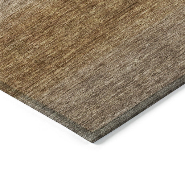 HomeRoots 5' Versatile Brown and Khaki Striped Washable Area Rug for Indoor/Outdoor Use - Durable, Stylish, Easy Care 619226