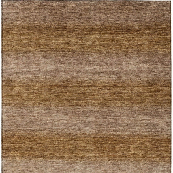 HomeRoots 5' Versatile Brown and Khaki Striped Washable Area Rug for Indoor/Outdoor Use - Durable, Stylish, Easy Care 619226
