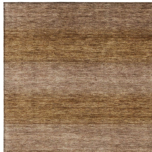 HomeRoots 9' Brown and Khaki Striped Washable Area Rug – Durable Indoor/Outdoor Design for High-Traffic Use 619229