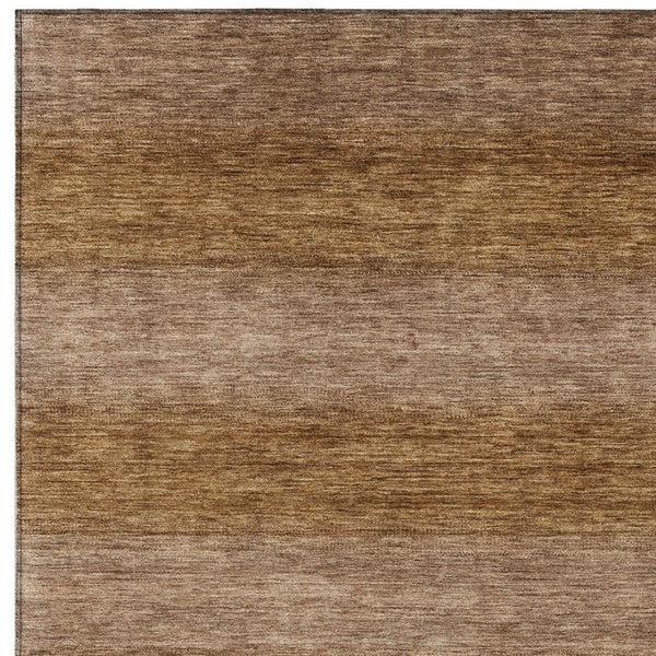 HomeRoots 9' Brown and Khaki Striped Washable Area Rug – Durable Indoor/Outdoor Design for High-Traffic Use 619229
