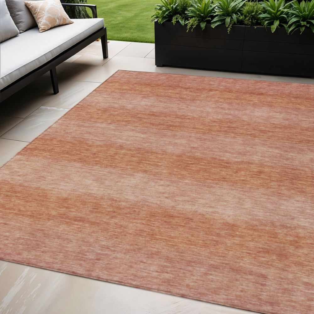 HomeRoots 5' Indoor Outdoor Area Rug - Terra Cotta & Peach Striped, Washable, Durable, Perfect for High-Traffic Spaces 619250