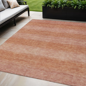 HomeRoots 5' Indoor Outdoor Area Rug - Terra Cotta & Peach Striped, Washable, Durable, Perfect for High-Traffic Spaces 619250