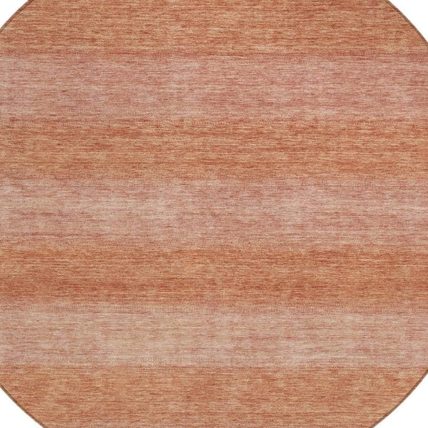 HomeRoots 8' Striped Terra Cotta and Peach Washable Area Rug – Stylish, Durable for Indoor Outdoor Spaces! 619251