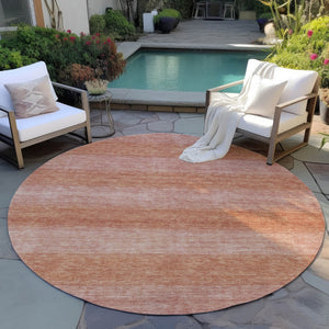 HomeRoots 8' Striped Terra Cotta and Peach Washable Area Rug – Stylish, Durable for Indoor Outdoor Spaces! 619251