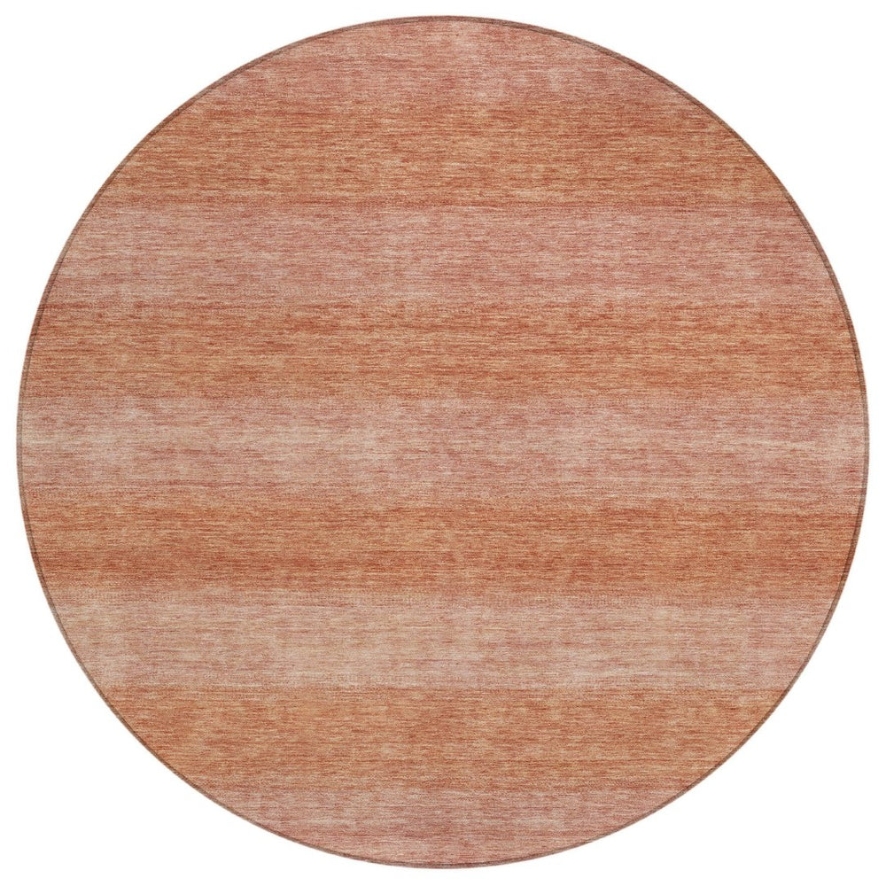 HomeRoots 8' Striped Terra Cotta and Peach Washable Area Rug – Stylish, Durable for Indoor Outdoor Spaces! 619251