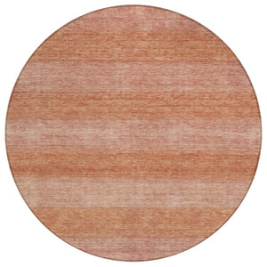 HomeRoots 8' Striped Terra Cotta and Peach Washable Area Rug – Stylish, Durable for Indoor Outdoor Spaces! 619251