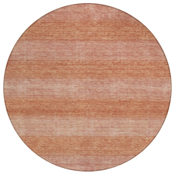 HomeRoots 8' Striped Terra Cotta and Peach Washable Area Rug – Stylish, Durable for Indoor Outdoor Spaces! 619251