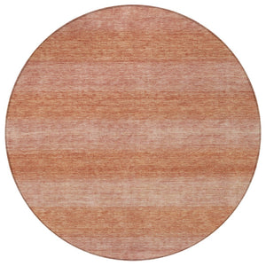 HomeRoots 8' Striped Terra Cotta and Peach Washable Area Rug – Stylish, Durable for Indoor Outdoor Spaces! 619251