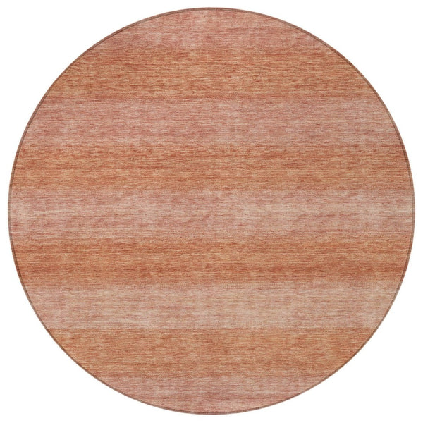 HomeRoots 8' Striped Terra Cotta and Peach Washable Area Rug – Stylish, Durable for Indoor Outdoor Spaces! 619251