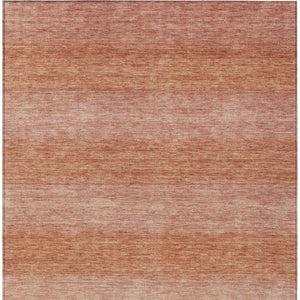 HomeRoots 9' X 12' Stylish Terra Cotta & Peach Striped Washable Area Rug for Indoor & Outdoor Versatility 619253