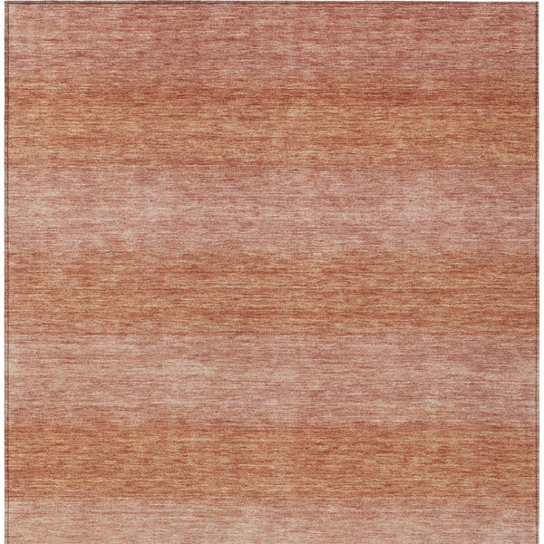 HomeRoots 9' X 12' Stylish Terra Cotta & Peach Striped Washable Area Rug for Indoor & Outdoor Versatility 619253