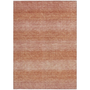 HomeRoots 10' Terra Cotta & Peach Striped Washable Area Rug – Stylish, Durable, Indoor/Outdoor Versatility for All Spaces 619254