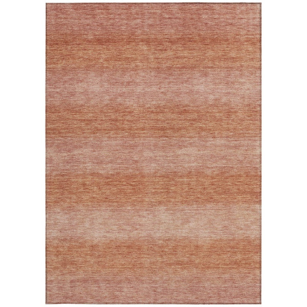 HomeRoots 10' Terra Cotta & Peach Striped Washable Area Rug – Stylish, Durable, Indoor/Outdoor Versatility for All Spaces 619254