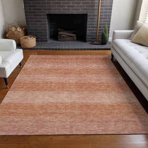 HomeRoots 10' Terra Cotta & Peach Striped Washable Area Rug – Stylish, Durable, Indoor/Outdoor Versatility for All Spaces 619254
