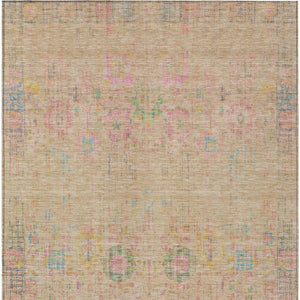 HomeRoots 5' X 8' Floral Medallion Area Rug in Tan, Pink & Yellow - Washable Indoor/Outdoor Durable Accent Rug 619274