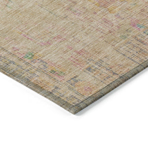 HomeRoots 5' X 8' Floral Medallion Area Rug in Tan, Pink & Yellow - Washable Indoor/Outdoor Durable Accent Rug 619274