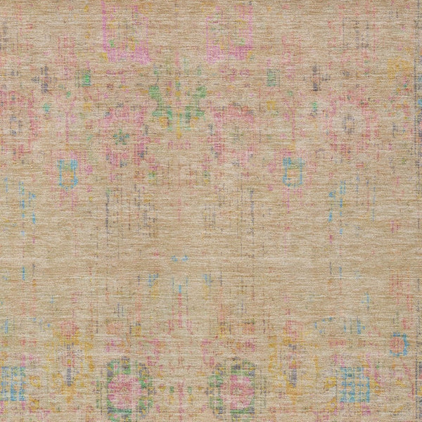 HomeRoots 5' X 8' Floral Medallion Area Rug in Tan, Pink & Yellow - Washable Indoor/Outdoor Durable Accent Rug 619274