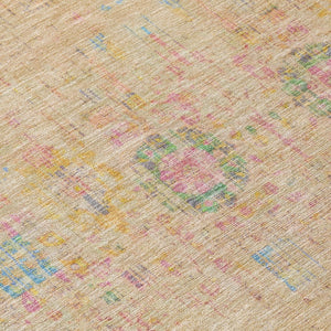 HomeRoots 5' X 8' Floral Medallion Area Rug in Tan, Pink & Yellow - Washable Indoor/Outdoor Durable Accent Rug 619274