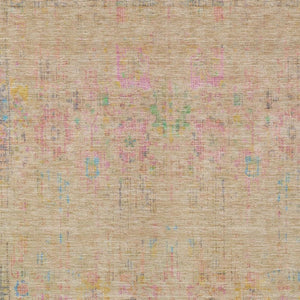 HomeRoots 8' X 10' Floral Medallion Area Rug - Soft Tan with Pink & Yellow, Washable for Indoor/Outdoor Use 619276