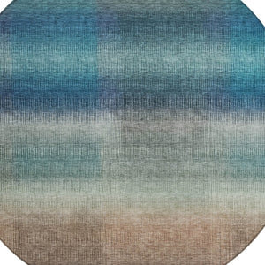 HomeRoots 8' Vibrant Blue and Copper Round Abstract Area Rug – Washable, Durable for Indoor & Outdoor Use 619287