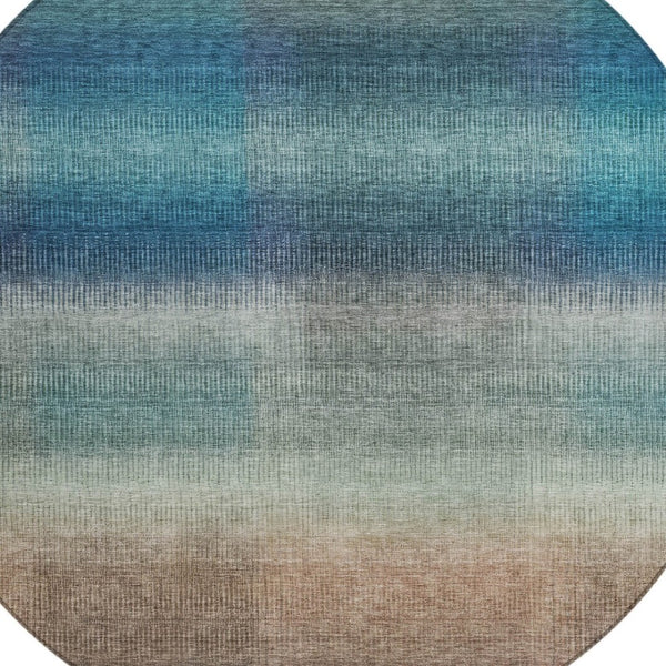 HomeRoots 8' Vibrant Blue and Copper Round Abstract Area Rug – Washable, Durable for Indoor & Outdoor Use 619287
