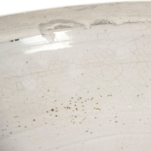 Zentique Distressed Ceramic Vase with Matte White and Grey Antiqued Finish – Rustic Sculptural Centerpiece W14.5 x H3 x D14.5 6192M A25A