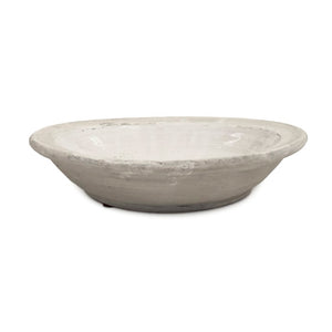 Zentique Distressed Ceramic Vase with Matte White and Grey Antiqued Finish – Rustic Sculptural Centerpiece W11.5 x H2.5 x D11.5 6192S A25A